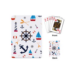 Marine Nautical Seamless Lifebuoy Anchor Pattern Playing Cards Single Design (mini)