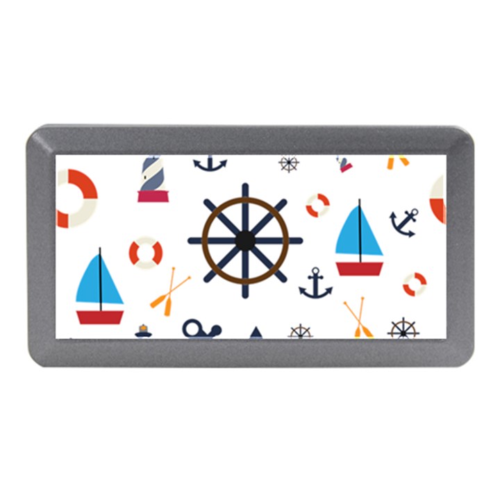 Marine Nautical Seamless Lifebuoy Anchor Pattern Memory Card Reader (Mini)