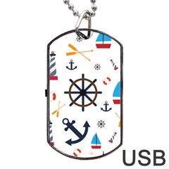 Marine Nautical Seamless Lifebuoy Anchor Pattern Dog Tag Usb Flash (one Side) by Jancukart