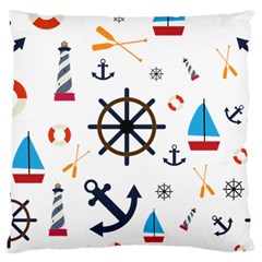 Marine Nautical Seamless Lifebuoy Anchor Pattern Large Cushion Case (one Side) by Jancukart