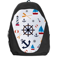 Marine Nautical Seamless Lifebuoy Anchor Pattern Backpack Bag