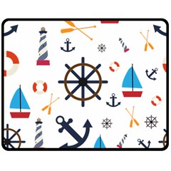 Marine Nautical Seamless Lifebuoy Anchor Pattern Fleece Blanket (medium)