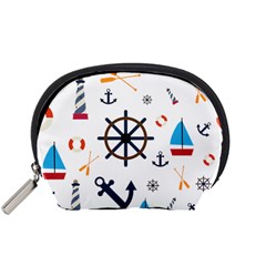 Marine Nautical Seamless Lifebuoy Anchor Pattern Accessory Pouch (small) by Jancukart