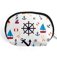 Marine Nautical Seamless Lifebuoy Anchor Pattern Accessory Pouch (medium) by Jancukart