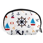 Marine Nautical Seamless Lifebuoy Anchor Pattern Accessory Pouch (Large) Front