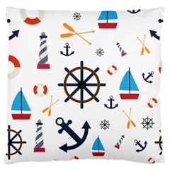 Marine Nautical Seamless Lifebuoy Anchor Pattern Standard Premium Plush Fleece Cushion Case (two Sides)