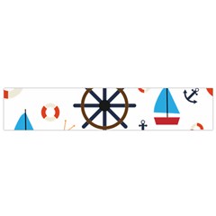 Marine Nautical Seamless Lifebuoy Anchor Pattern Small Premium Plush Fleece Scarf