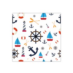 Marine Nautical Seamless Lifebuoy Anchor Pattern Satin Bandana Scarf 22  X 22 