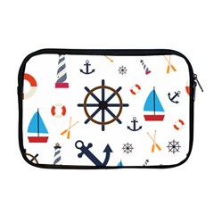 Marine Nautical Seamless Lifebuoy Anchor Pattern Apple Macbook Pro 17  Zipper Case by Jancukart