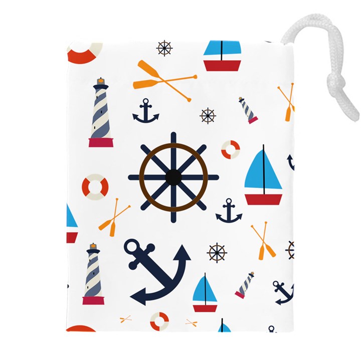 Marine Nautical Seamless Lifebuoy Anchor Pattern Drawstring Pouch (5XL)