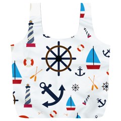 Marine Nautical Seamless Lifebuoy Anchor Pattern Full Print Recycle Bag (xxxl)