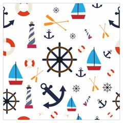 Marine Nautical Seamless Lifebuoy Anchor Pattern Lightweight Scarf  by Jancukart