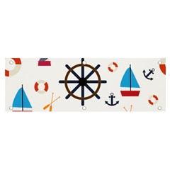 Marine Nautical Seamless Lifebuoy Anchor Pattern Banner And Sign 6  X 2  by Jancukart