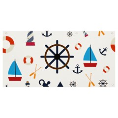 Marine Nautical Seamless Lifebuoy Anchor Pattern Banner And Sign 8  X 4 