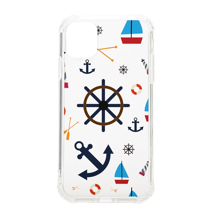 Marine Nautical Seamless Lifebuoy Anchor Pattern iPhone 11 TPU UV Print Case