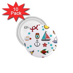 Marine Nautical Seamless Pattern Art 1 75  Buttons (10 Pack)