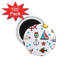 Marine Nautical Seamless Pattern Art 1 75  Magnets (100 Pack) 