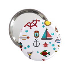 Marine Nautical Seamless Pattern Art 2 25  Handbag Mirrors