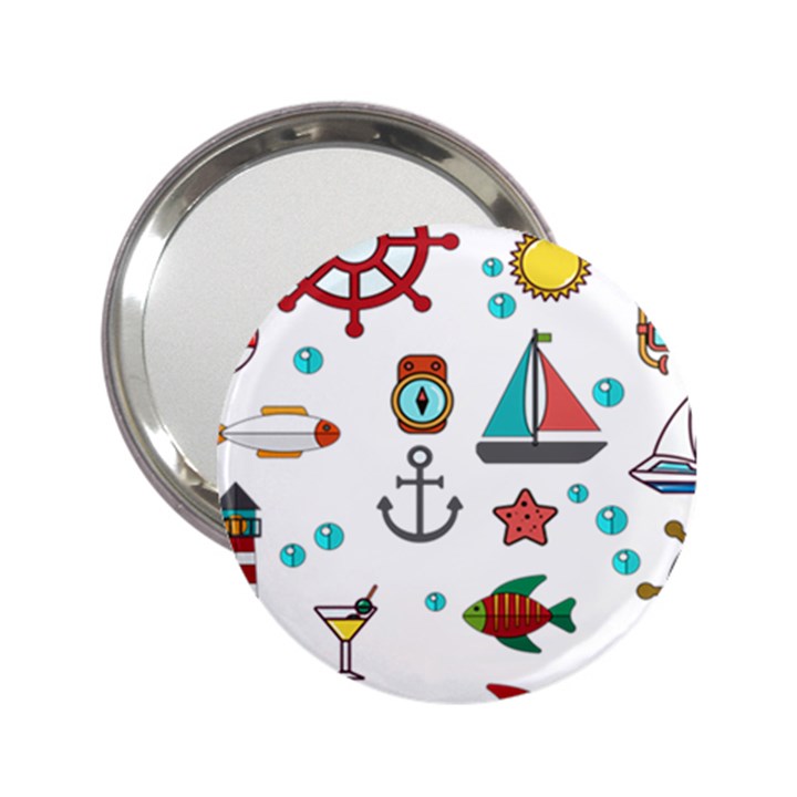 Marine Nautical Seamless Pattern Art 2.25  Handbag Mirrors