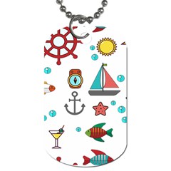 Marine Nautical Seamless Pattern Art Dog Tag (one Side)