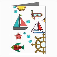 Marine Nautical Seamless Pattern Art Greeting Cards (pkg Of 8) by Jancukart