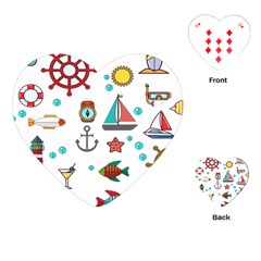 Marine Nautical Seamless Pattern Art Playing Cards Single Design (heart)