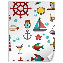 Marine Nautical Seamless Pattern Art Canvas 36  X 48 