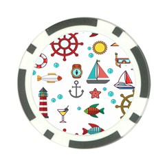 Marine Nautical Seamless Pattern Art Poker Chip Card Guard