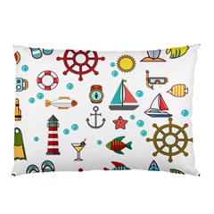 Marine Nautical Seamless Pattern Art Pillow Case by Jancukart