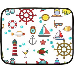 Marine Nautical Seamless Pattern Art Fleece Blanket (mini)