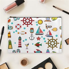 Marine Nautical Seamless Pattern Art Cosmetic Bag (large)