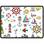 Marine Nautical Seamless Pattern Art One Side Fleece Blanket (Large) 80 x60  Blanket Front