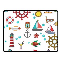 Marine Nautical Seamless Pattern Art One Side Fleece Blanket (small)