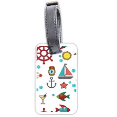 Marine Nautical Seamless Pattern Art Luggage Tag (one Side) by Jancukart