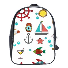 Marine Nautical Seamless Pattern Art School Bag (xl)