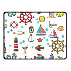 Marine Nautical Seamless Pattern Art Fleece Blanket (small)