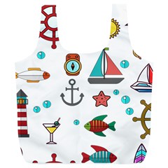 Marine Nautical Seamless Pattern Art Full Print Recycle Bag (xl)