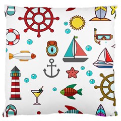 Marine Nautical Seamless Pattern Art Standard Premium Plush Fleece Cushion Case (two Sides)