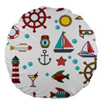 Marine Nautical Seamless Pattern Art Large 18  Premium Flano Round Cushions Front