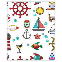 Marine Nautical Seamless Pattern Art Drawstring Bag (small)