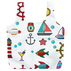 Marine Nautical Seamless Pattern Art Full Print Recycle Bag (xxl)