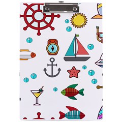 Marine Nautical Seamless Pattern Art A4 Acrylic Clipboard