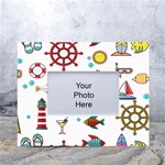 Marine Nautical Seamless Pattern Art White Tabletop Photo Frame 4 x6  Front