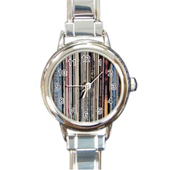 Vintage Vinyl Records Collection Round Italian Charm Watch