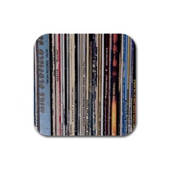 Vintage Vinyl Records Collection Rubber Square Coaster (4 Pack)