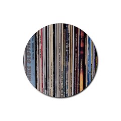 Vintage Vinyl Records Collection Rubber Coaster (round)