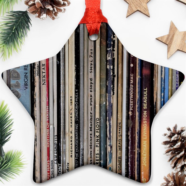 Vintage Vinyl Records Collection Star Ornament (Two Sides)