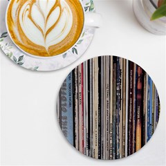 Vintage Vinyl Records Collection Uv Print Round Tile Coaster by Jancukart