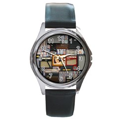 Vinyl Music Retro Studio Room Round Metal Watch