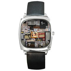 Vinyl Music Retro Studio Room Square Metal Watch by Jancukart